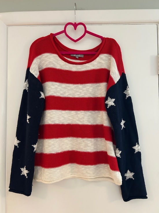 Marled by Reunited Clothing Sweaters - Flag Stripe Knit Sweater - Red, White & Navy Stars, L